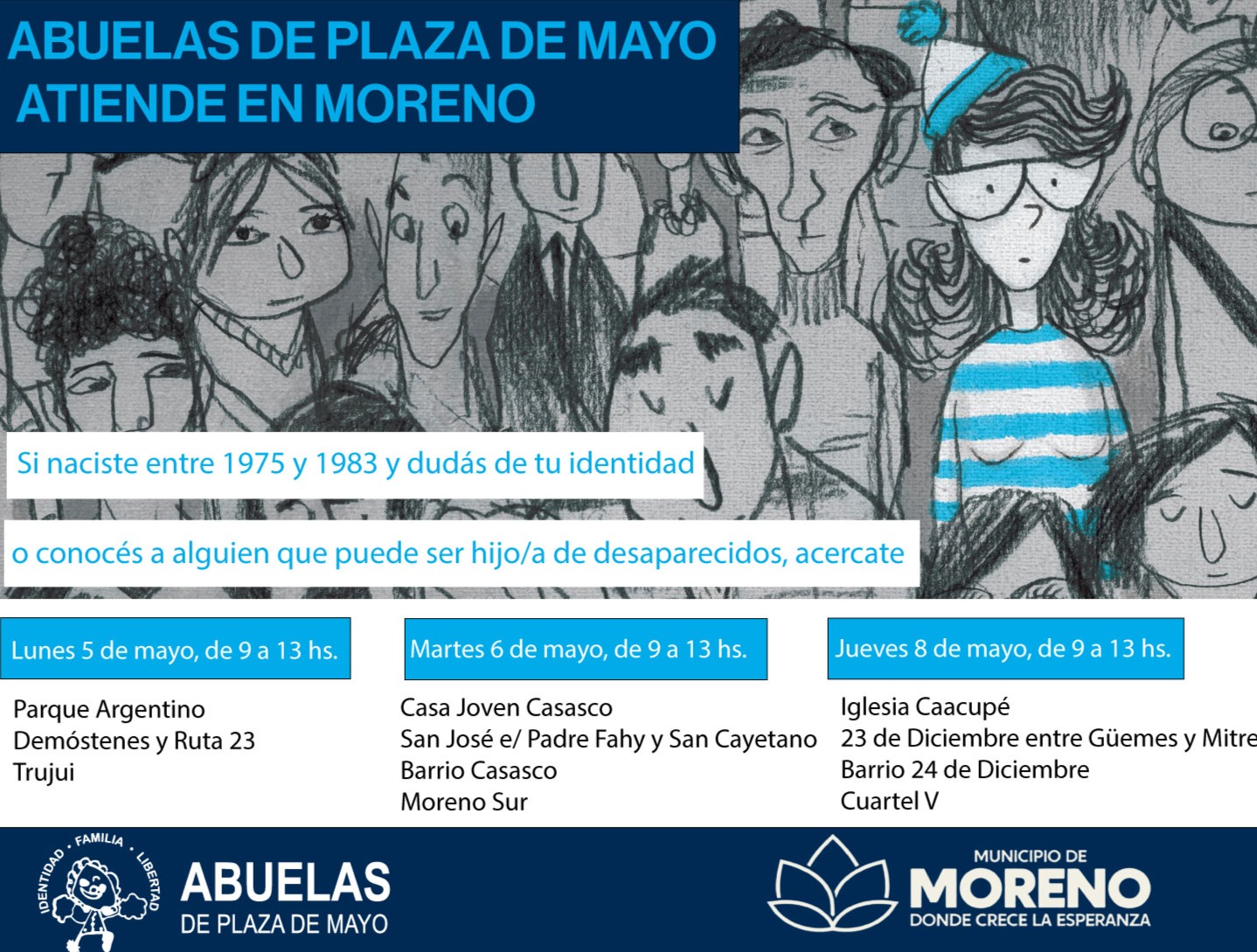 Atenderemos consultas sobre identidad en Moreno